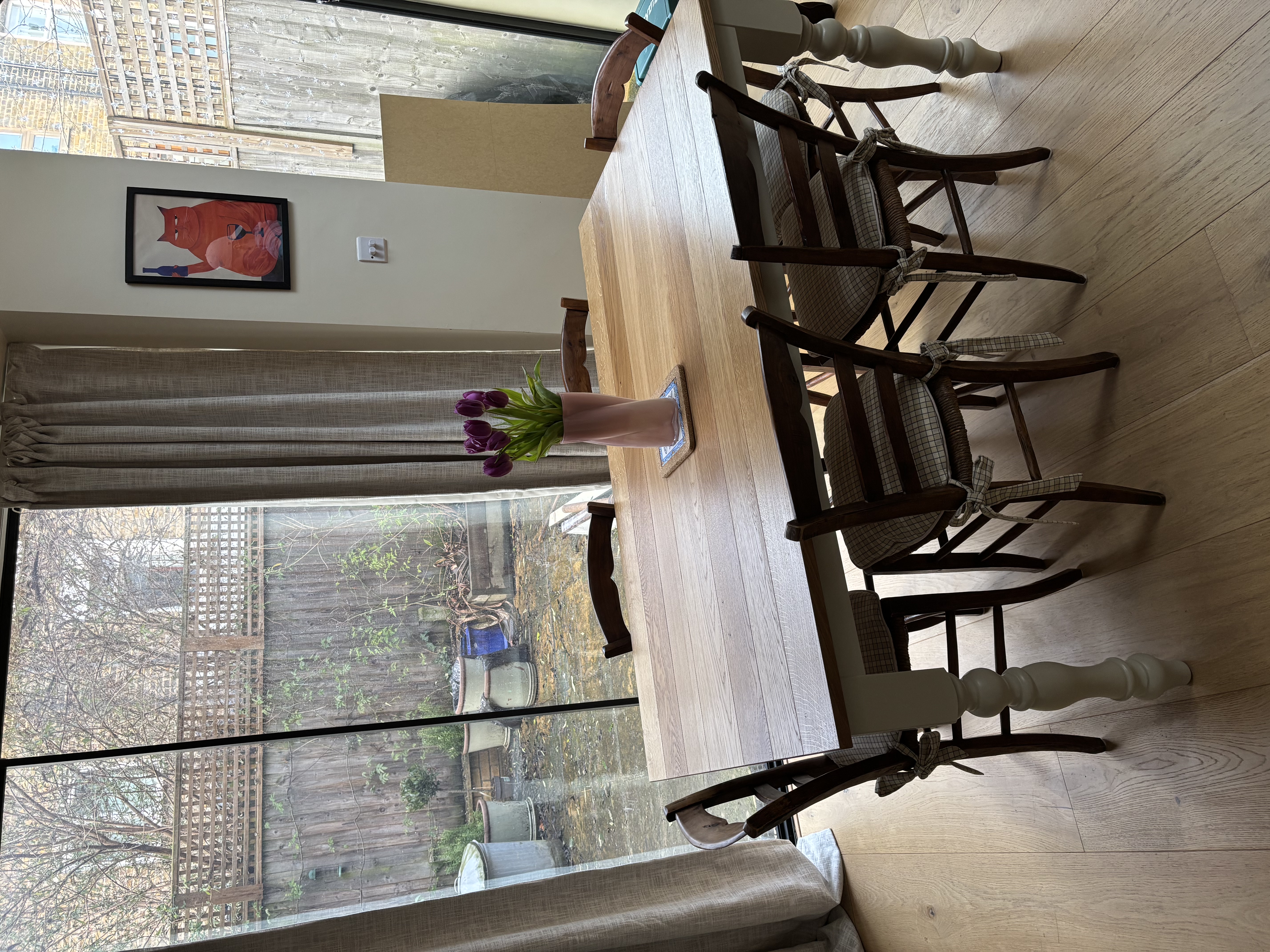 Farmhouse table in situ — daytime
