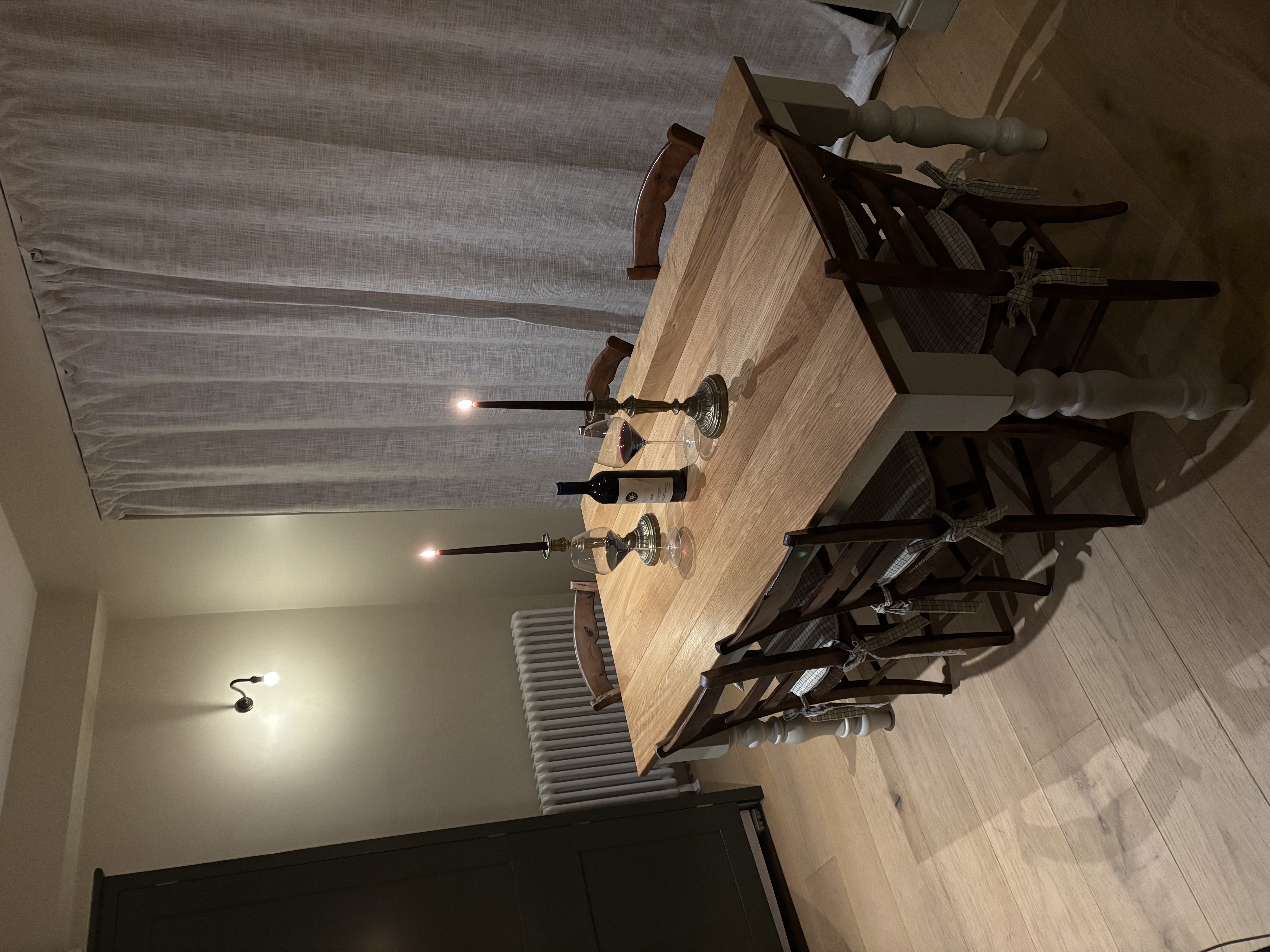 Farmhouse table in situ — evening