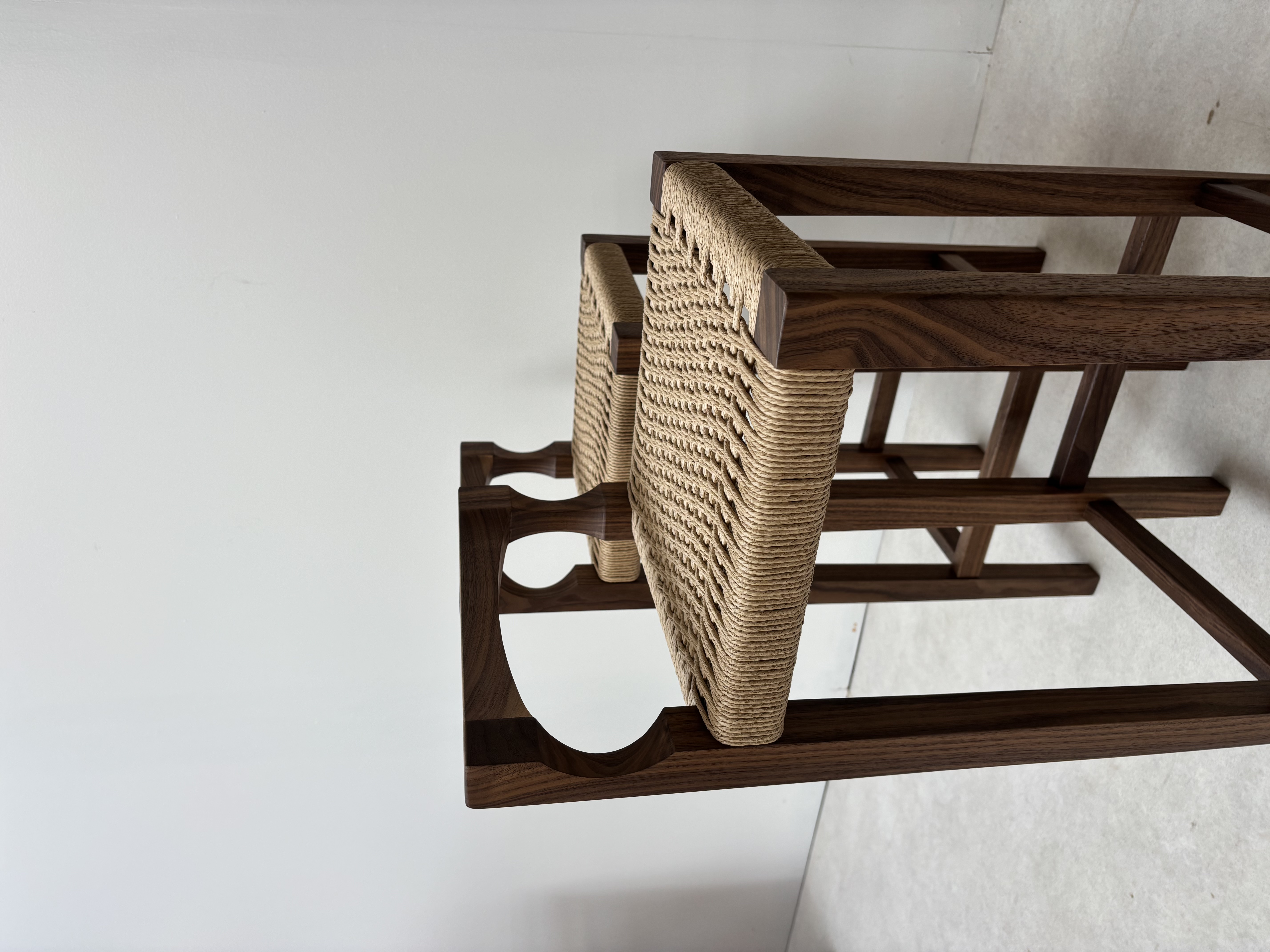 The Elara — walnut counter stools, pair