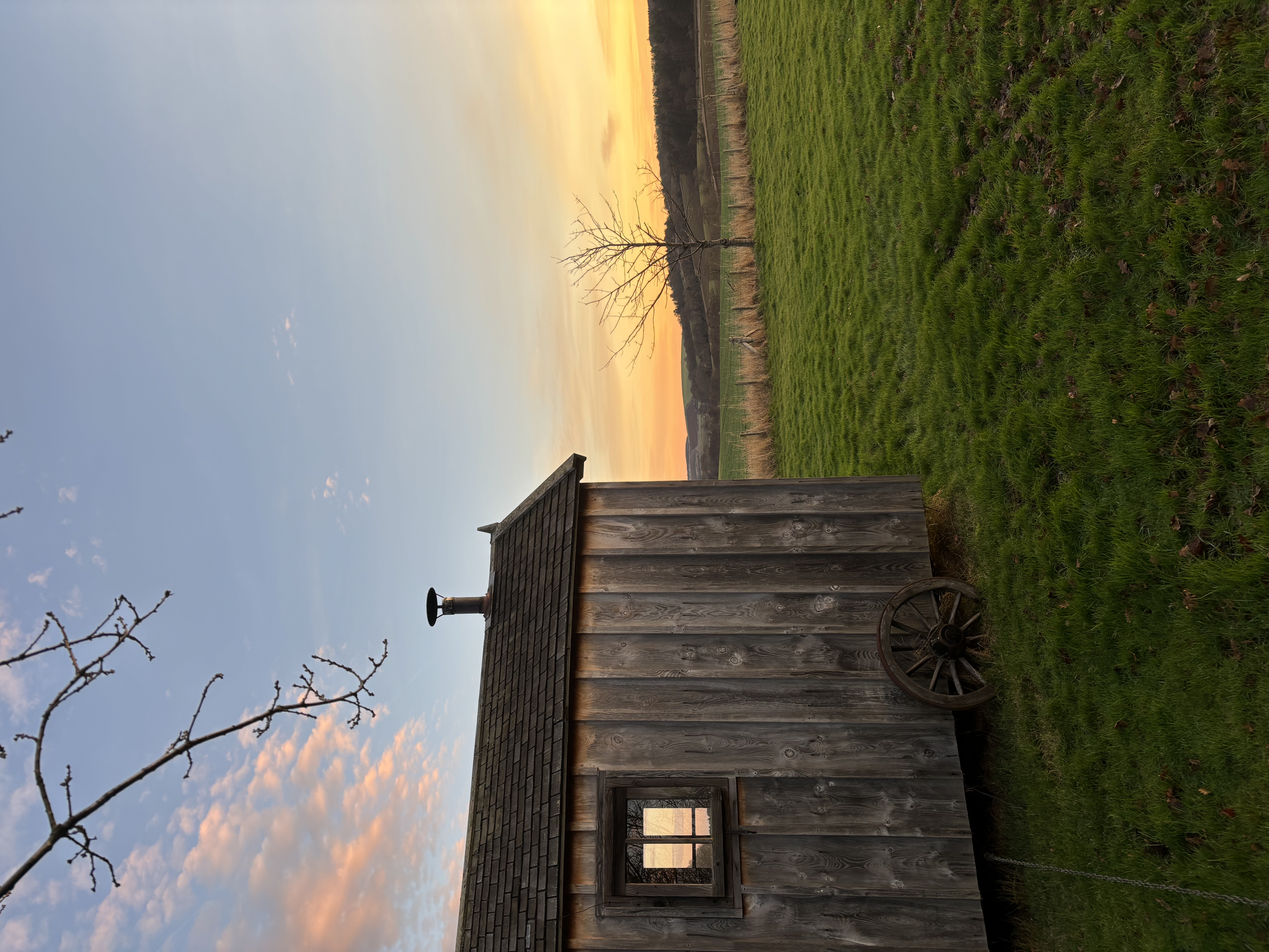 The studio at Myreside Grange at dusk, East Lothian